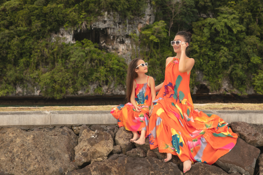 Váy đôi đi biển cho mẹ và bé gái in hoạ tiết - Hanyza Store